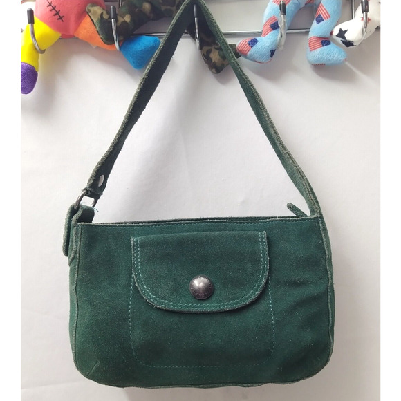 Marc Jacobs Green Suede Front Pocket Zipper Closure Small Hobo Shoulder Bag - Picture 2 of 16